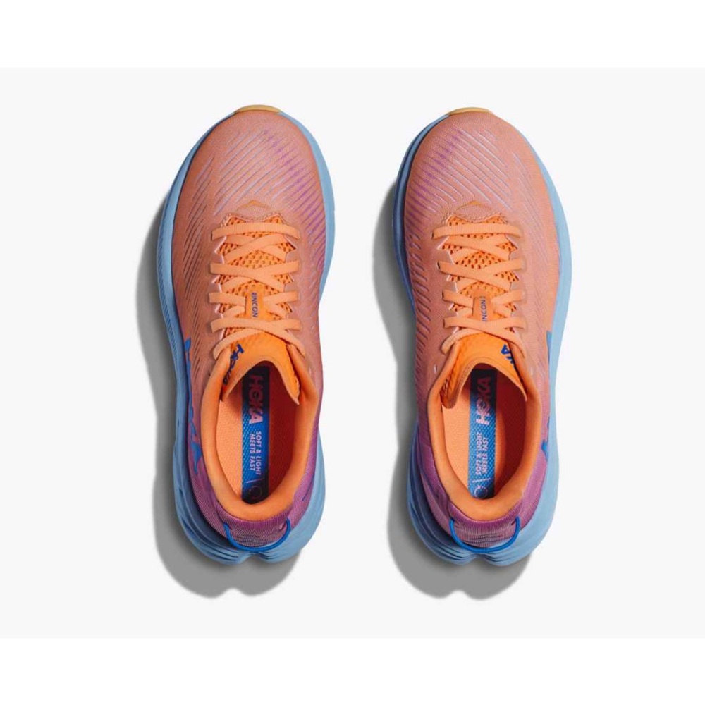 Hoka Orange and Blue Athletic Shoes